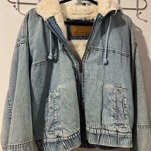 Denim Sherpa-Lined Jacket